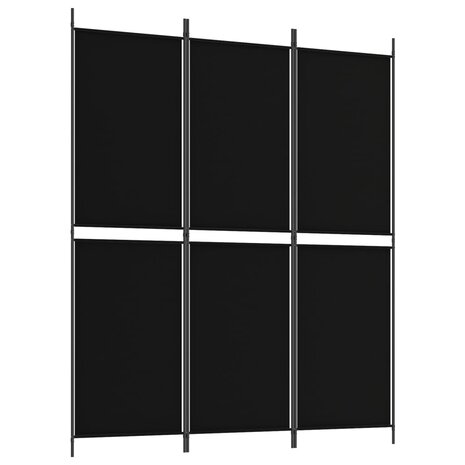 Kamerscherm met 3 panelen 150x180 cm stof zwart 2