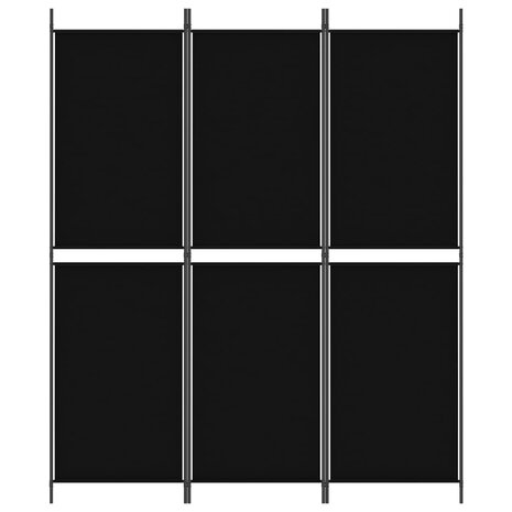 Kamerscherm met 3 panelen 150x180 cm stof zwart 3