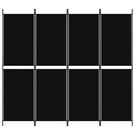 Kamerscherm met 4 panelen 200x180 cm stof zwart 3