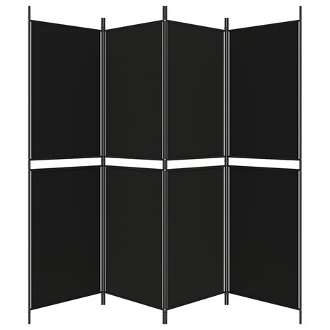 Kamerscherm met 4 panelen 200x180 cm stof zwart 5