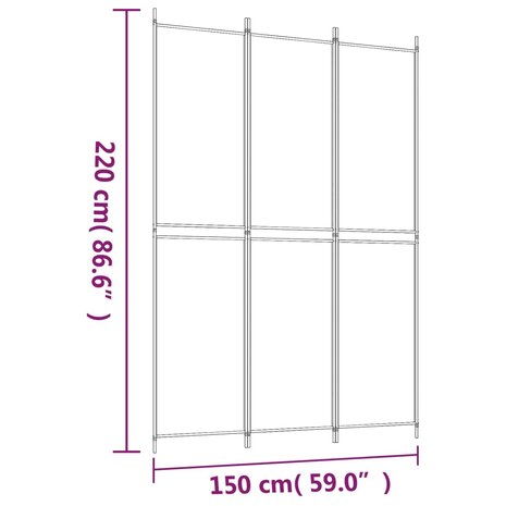 Kamerscherm met 3 panelen 150x220 cm stof antracietkleurig 8