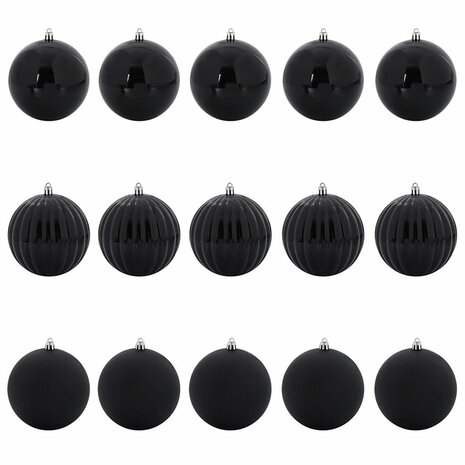 Kerstballenset XL 15 pcs Zwart Kunststof 2