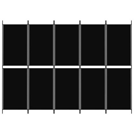 Kamerscherm met 5 panelen 250x180 cm stof zwart 3