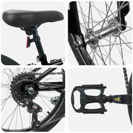 Mountainbike 20 Inch 6-Speed voor 5-8 jaar oud Zwart 4