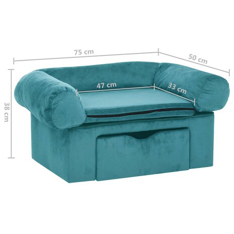Hondenbank met opslag Turquoise 75 x 50 x 38cm Pluche 8