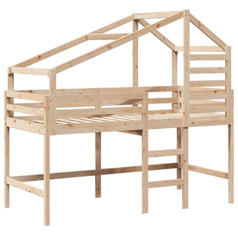 Halfhoogslaper met ladder en bedhuis grenenhout 90x190 cm 3