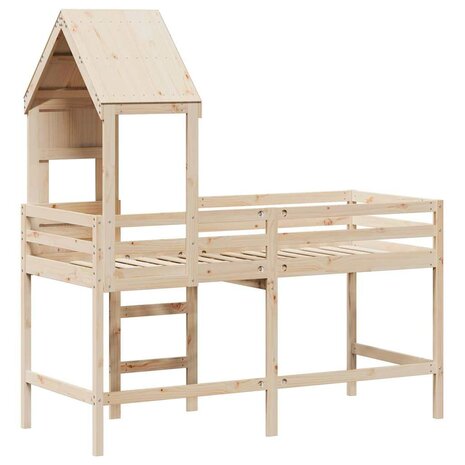 Halfhoogslaper met ladder en bedhuis grenenhout 90x190 cm 8