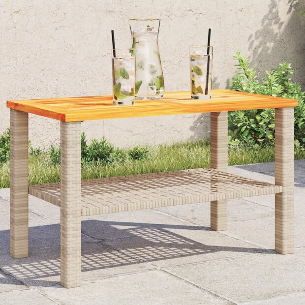 Tuintafel 70x38x42 cm poly rattan en acaciahout beige 8721012308084 1