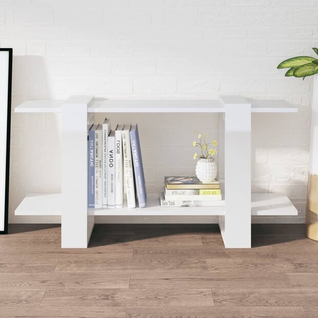 Boekenkast 100x30x51 cm bewerkt hout hoogglans wit 8720286842706 1