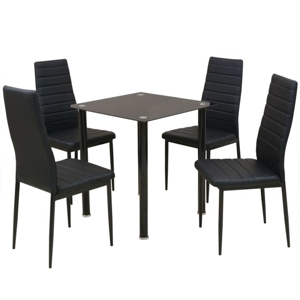 Eetkamerset tafel en stoel zwart 5-delig 8718475970248 1