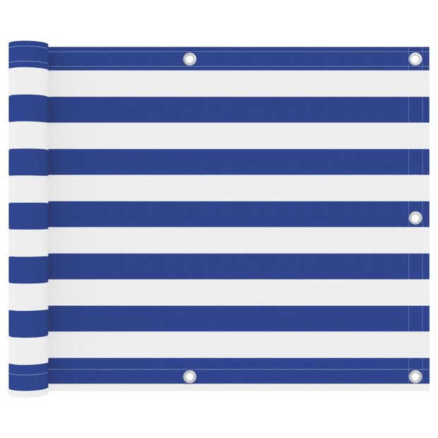 Balkonscherm 75x300 cm oxford stof wit en blauw 8720286117255 1