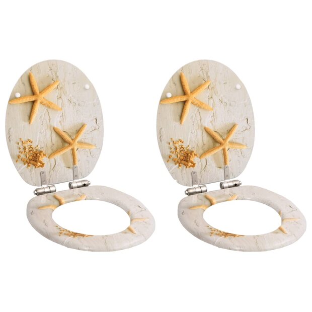 Toiletbrillen 2 st met soft-close deksels MDF zeesterontwerp 8719883691619 1