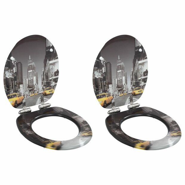 Toiletbrillen 2 st met soft-close deksels MDF New York ontwerp 8719883691640 1