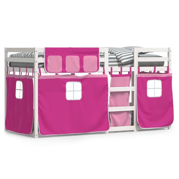 Stapelbed met gordijnen 75x190 cm grenenhout roze 8721102689550 1