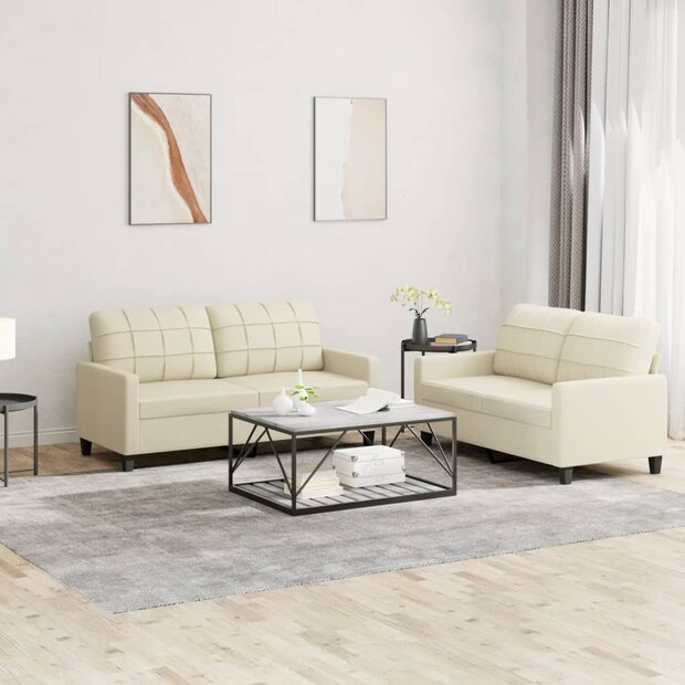 2-delige Loungeset met kussens kunstleer cr&egrave;me 8721012063266 1