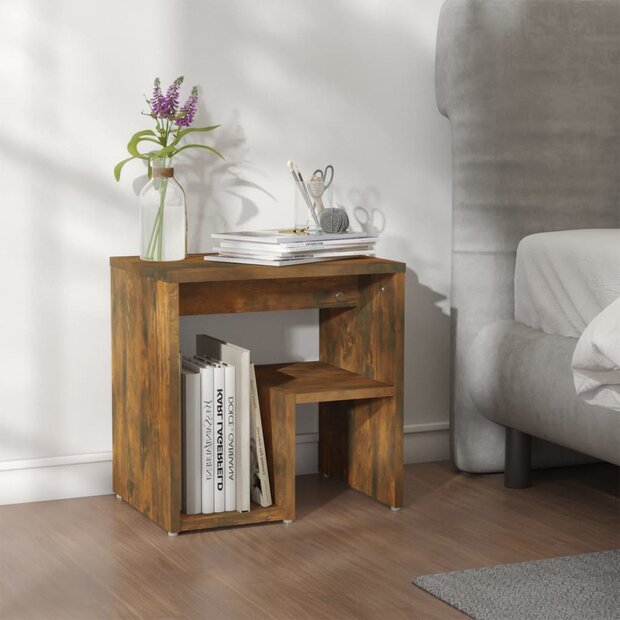 Nachtkastje 40x30x40 cm bewerkt hout gerookt eikenkleurig 8720286932391 1