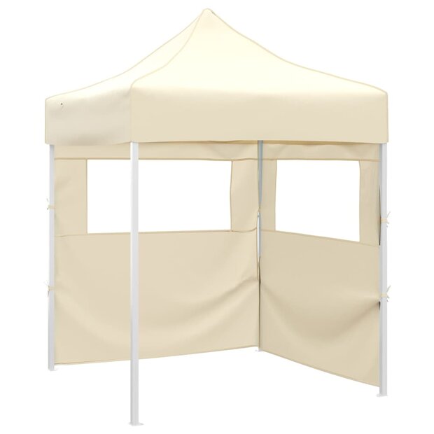 Partytent met 2 zijwanden inklapbaar 2x2 m staal cr&egrave;me 8719883800332 1
