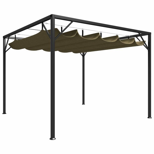 Tuinprieel met uittrekbaar dak 180 g/m&sup2; 3x3 m taupe 8720286106402 1