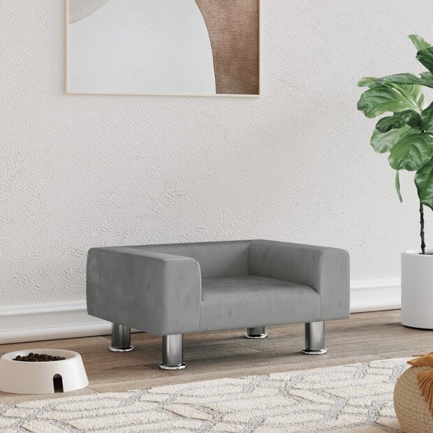 Hondenmand 50x40x26,5 cm fluweel lichtgrijs 1