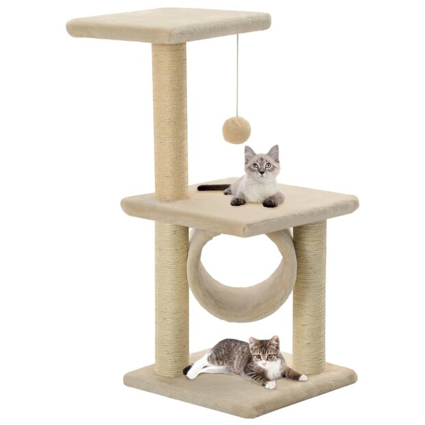 Kattenkrabpaal met sisal krabpalen 65 cm beige 1