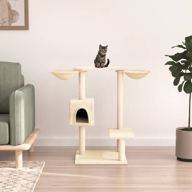 Kattenmeubel met krabpalen 82 cm cr&egrave;mekleurig 1