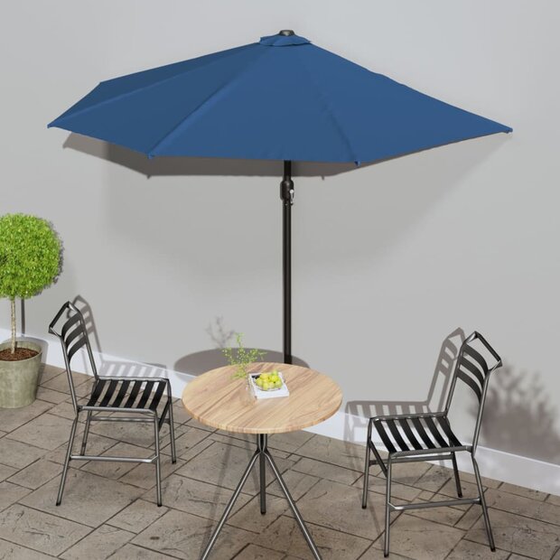 Balkonparasol half met aluminium paal 270x144x222 cm blauw 1