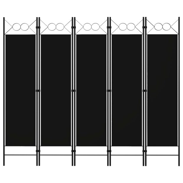 Kamerscherm met 5 panelen 200x180 cm zwart 1