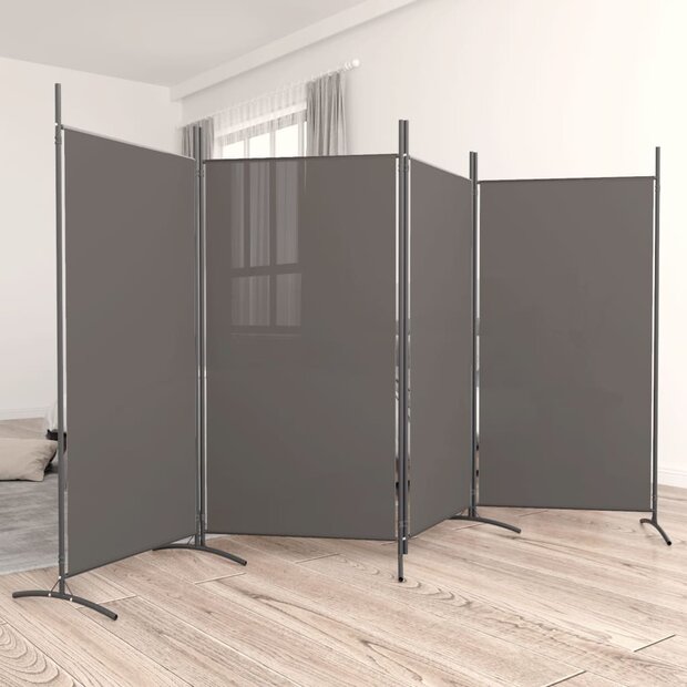 Kamerscherm met 4 panelen 346x180 cm stof antracietkleurig 1