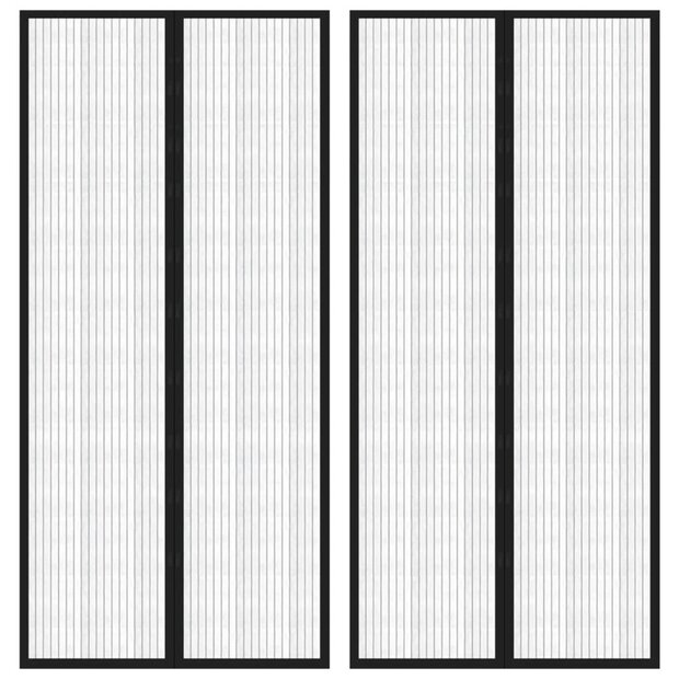 Insectendeurgordijnen 2 st magnetisch 220x110 cm zwart 1