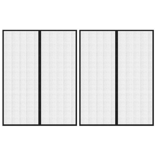 Insectendeurgordijnen 2 st magnetisch 230x160 cm zwart 1