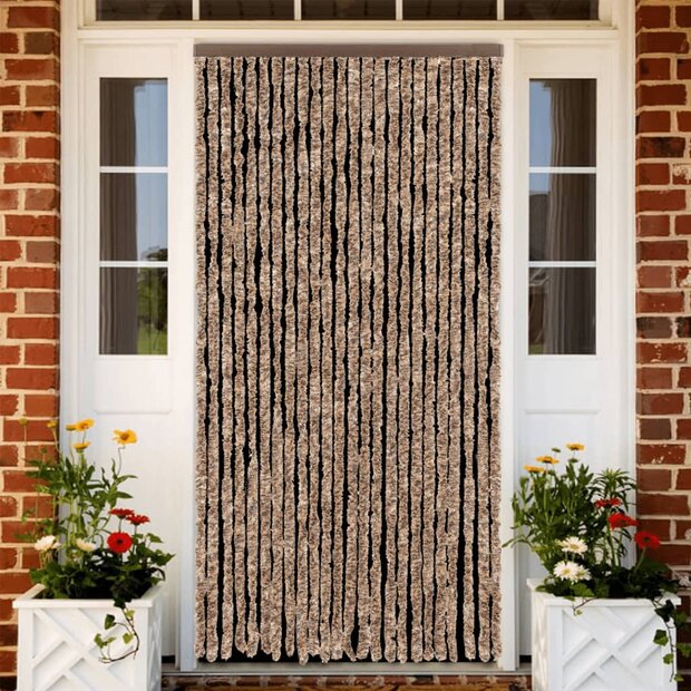 Vliegengordijn 100x220 cm chenille beige en donkerbruin 1
