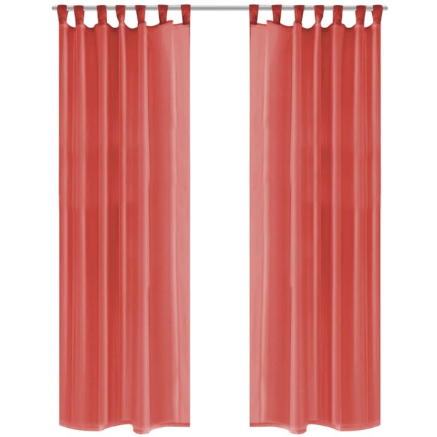 Gordijnen voile 140x225 cm rood 2 st 1
