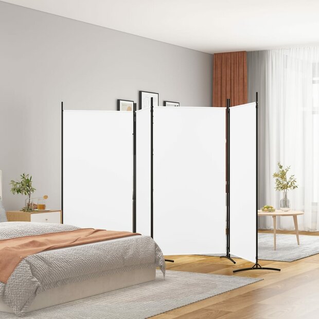 Kamerscherm met 4 panelen 346x180 cm stof wit 1