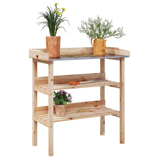 Plantentafel met schappen 78x38x82,5 cm massief vurenhout 1
