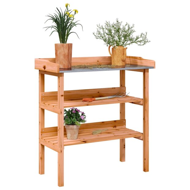 Plantentafel met schappen 78x38x82,5 cm vurenhout bruin 1