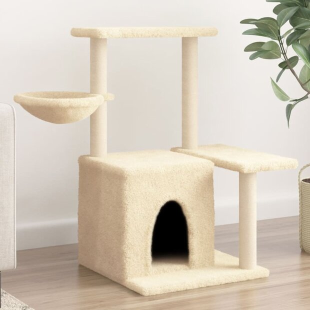 Kattenmeubel met sisal krabpalen 83 cm cr&egrave;mekleurig 1