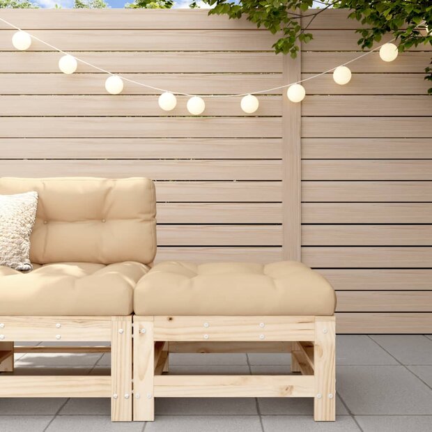 Tuinvoetenbank met kussen massief grenenhout 1