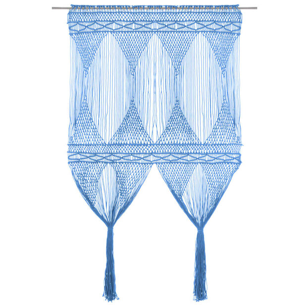 Gordijn macram&eacute; 140x240 cm katoen blauw 1