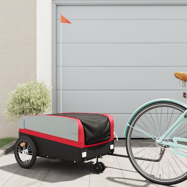 Fietstrailer 45 kg ijzer zwart en rood 1
