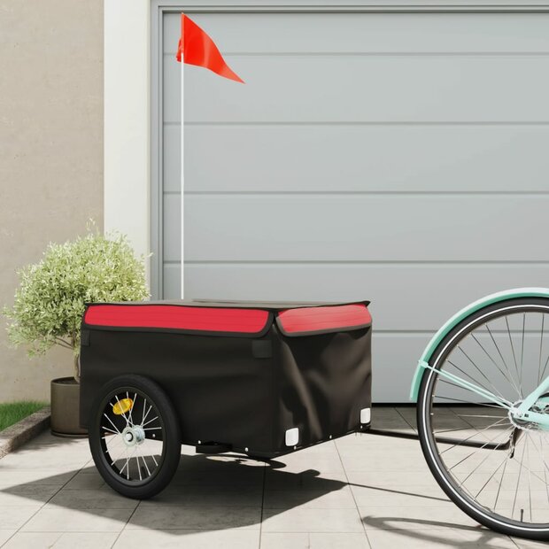 Fietstrailer 45 kg ijzer zwart en rood 1