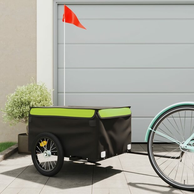 Fietstrailer 45 kg ijzer zwart en groen 1