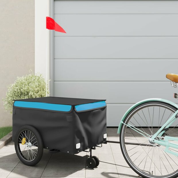 Fietstrailer 30 kg ijzer zwart en blauw 1
