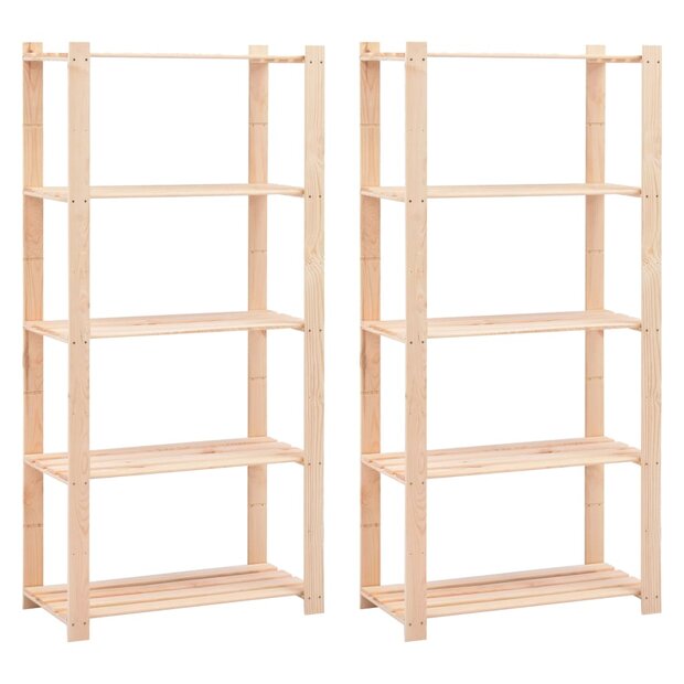 Opbergrekken 5-laags 2 st 80x38x170 cm grenenhout 250 kg 1