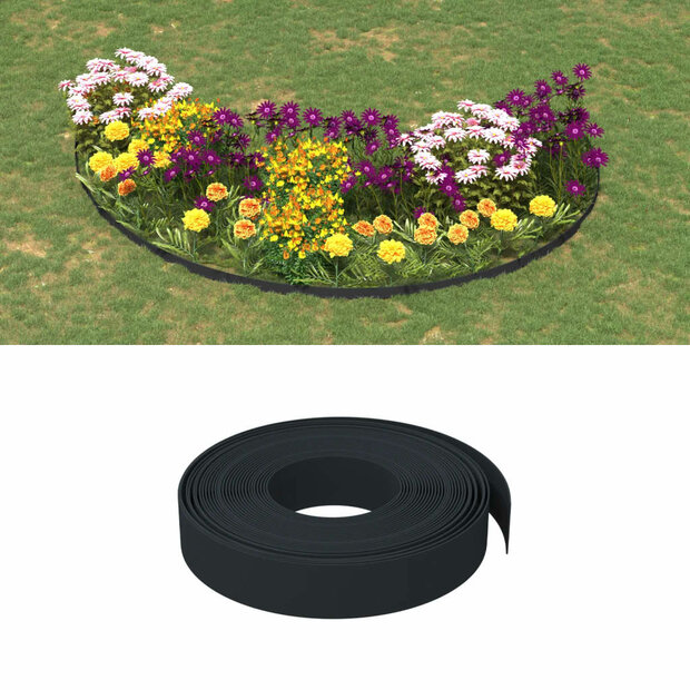 Tuinranden 2 st 10 m 10 cm polyetheen zwart 1