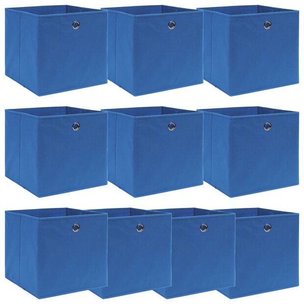 Opbergboxen 10 st 32x32x32 cm stof blauw 1