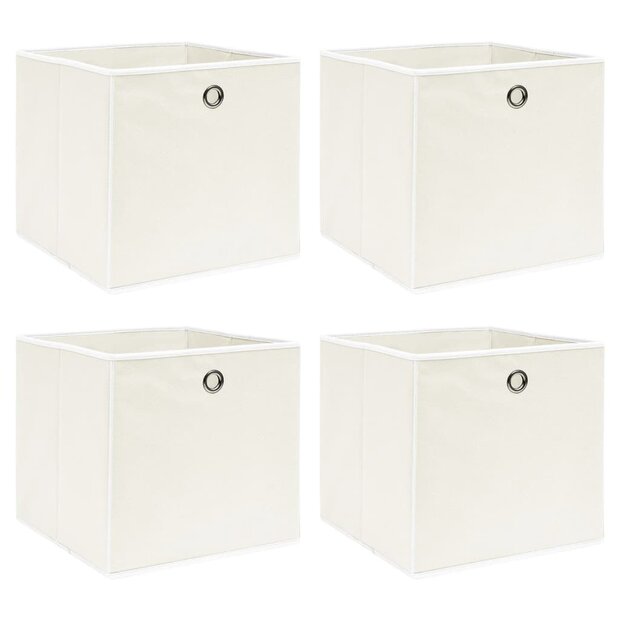 Opbergboxen 4 st 32x32x32 cm stof wit 1