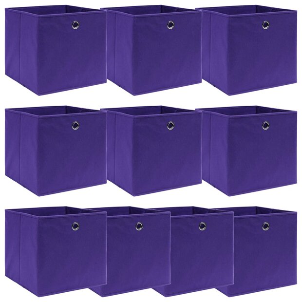 Opbergboxen 10 st 32x32x32 cm stof paars 1