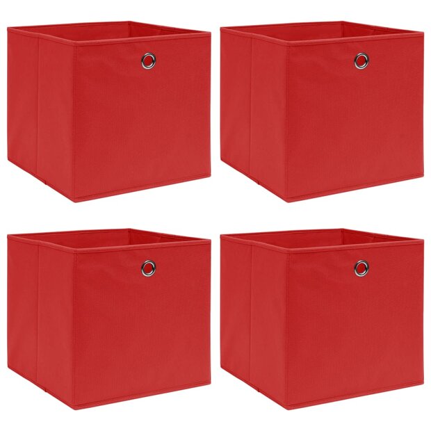 Opbergboxen 4 st 32x32x32 cm stof rood 1