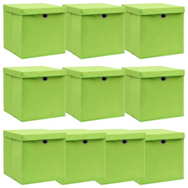 Opbergboxen met deksel 10 st 32x32x32 cm stof paars 1