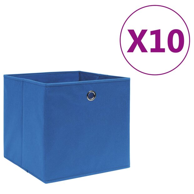 Opbergboxen 10 st 28x28x28 cm nonwoven stof blauw 1
